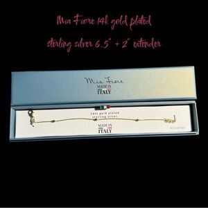Mia Fiore 14K Gold Plated Sterling Silver Bracelet 6.5” + 2” bracelet NWT